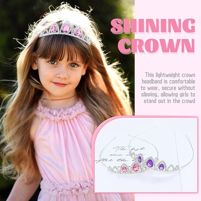 8 Pieces Silver Metal Sparkly Waterdrop Rhinestone Princess Crown Headbands Tiaras Wedding Birthday Party Prom Headpieces
