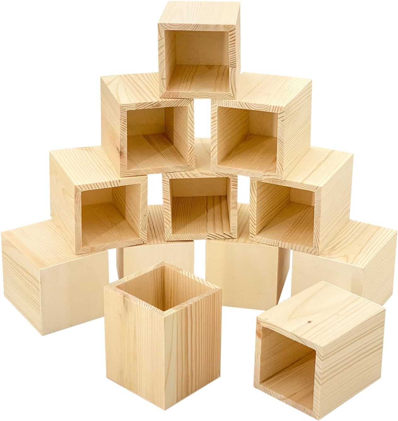 12 Pack Wood Crates Pen hlolder Unfinished Wooden Pencil Holder