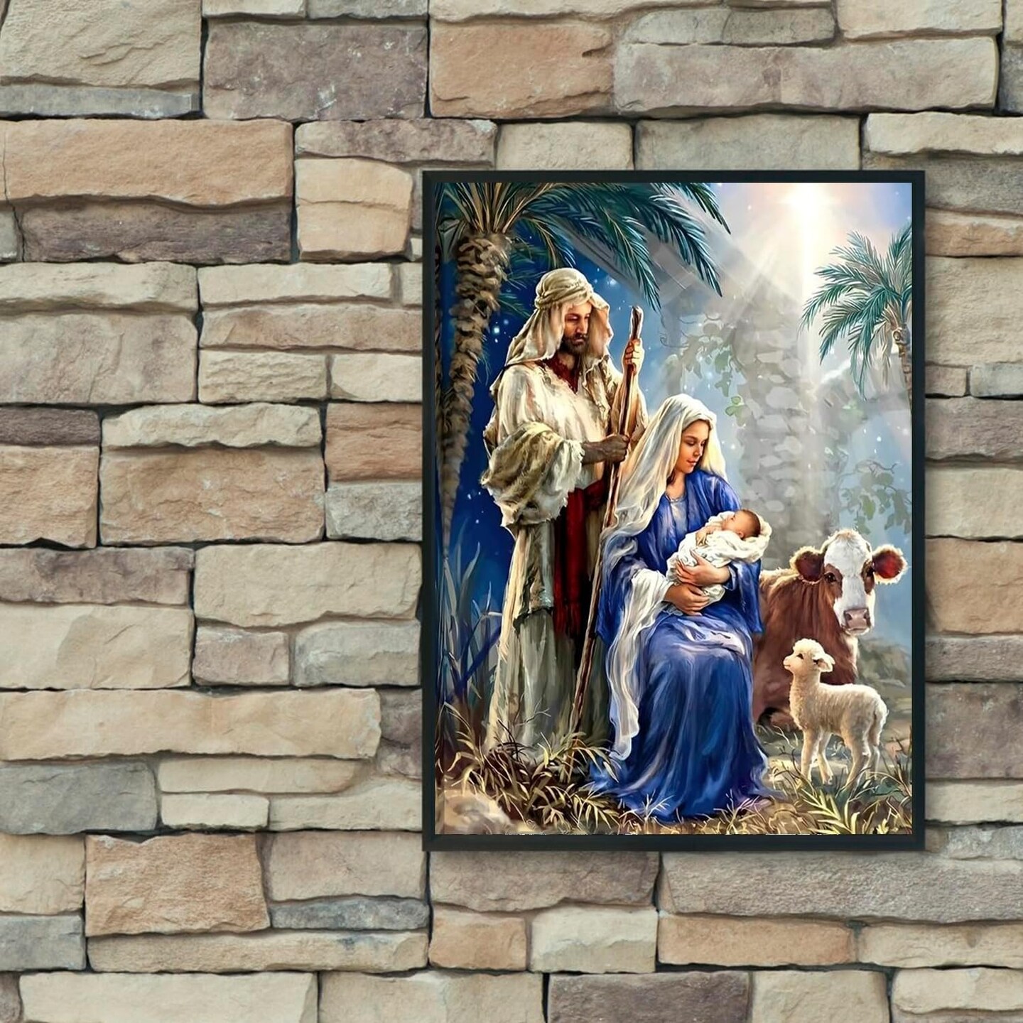 Nativity Diamond Art Painting Kits for Adults,5D Diamond Art Nativity Scene Kit,DIY Full Round Drills Christian Religious Diamond Dot Painting for Wall Decor 12X16 in
