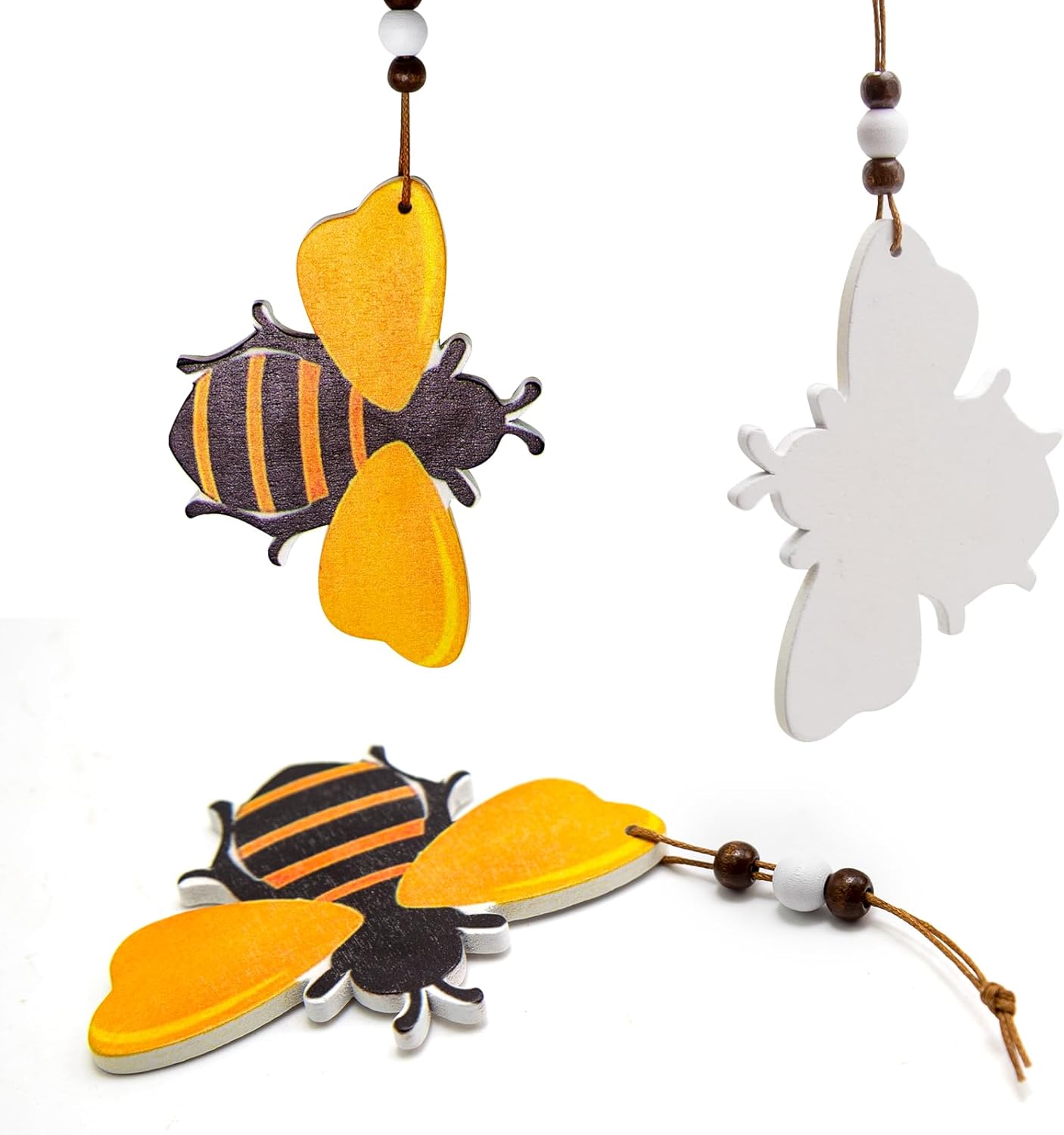15 Pcs Wooden Bumblebee Ornaments Cute
