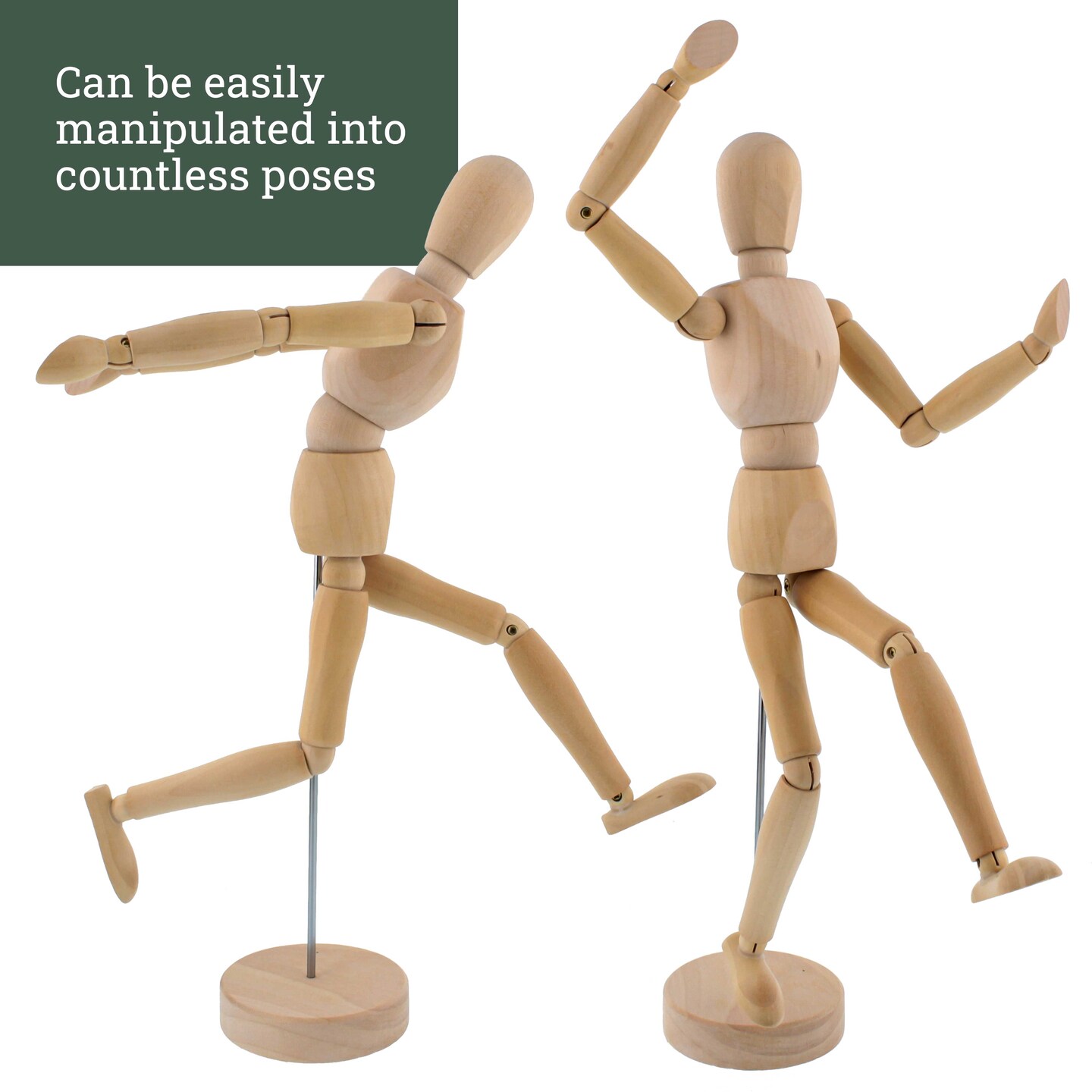 Wood 12&#x22; Artist Drawing Manikin Articulated Mannequin with Base and Flexible Body - Perfect For Drawing the Human Figure (12&#x22; Male)