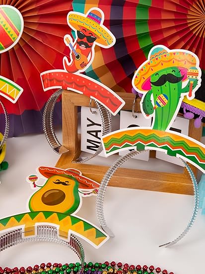 Sombrero Party Hats, Mexican Sombrero Headbands, Colorful Cardboard Cinco De Mayo Headbands, Fiesta Sombrero