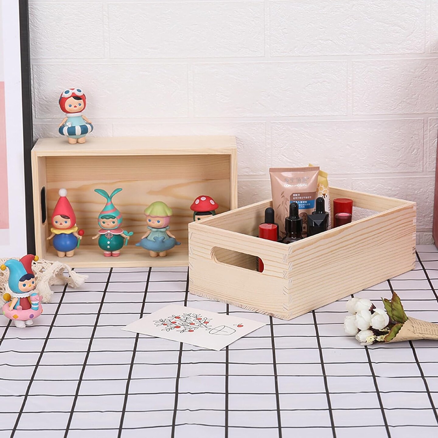 6 Packs Unfinished Wood Crate Box