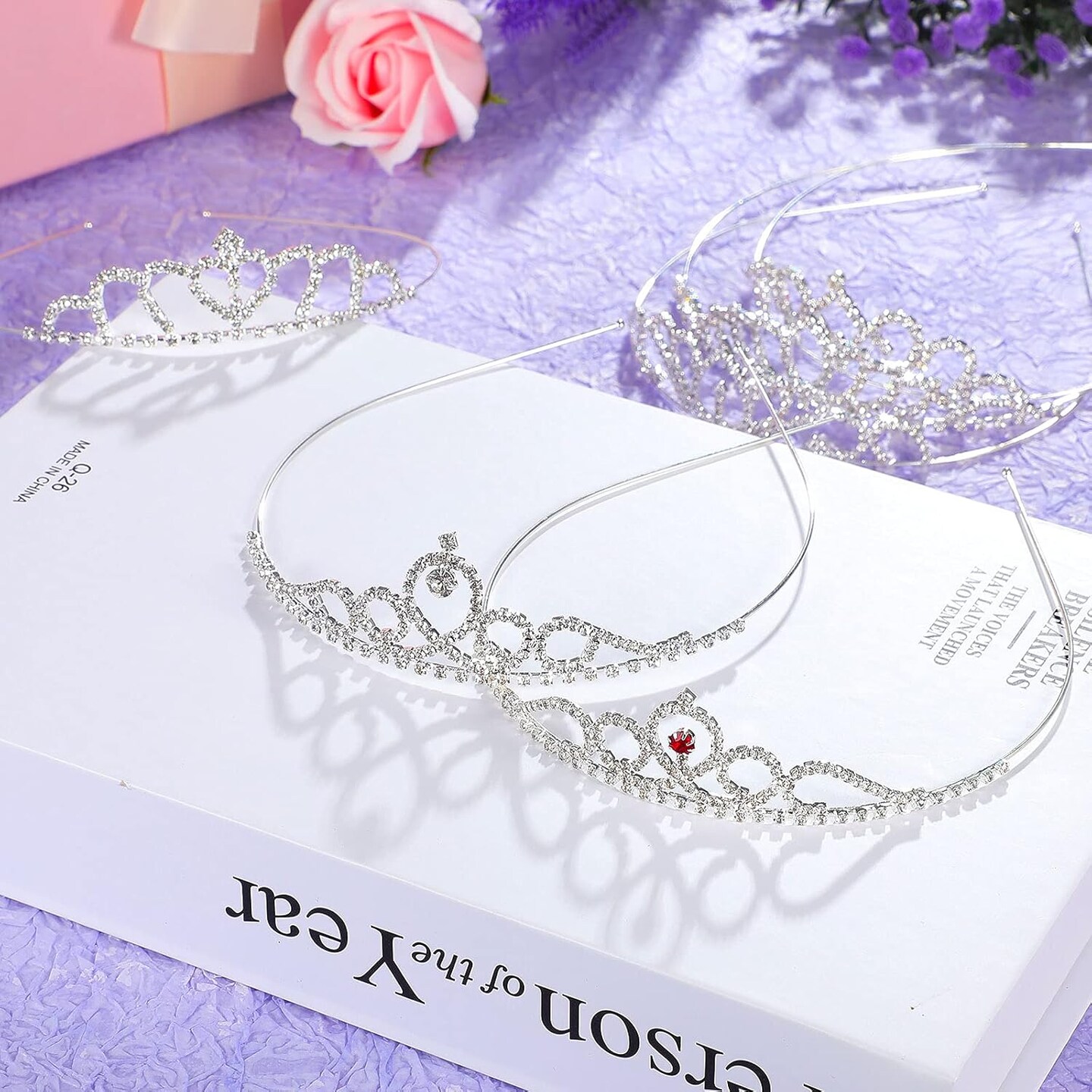 16 Pcs Bulk Girls Tiara Crown Silver Princess Rhinestone Headband Crystal Wedding Tiara for Kid Women Birthday Party
