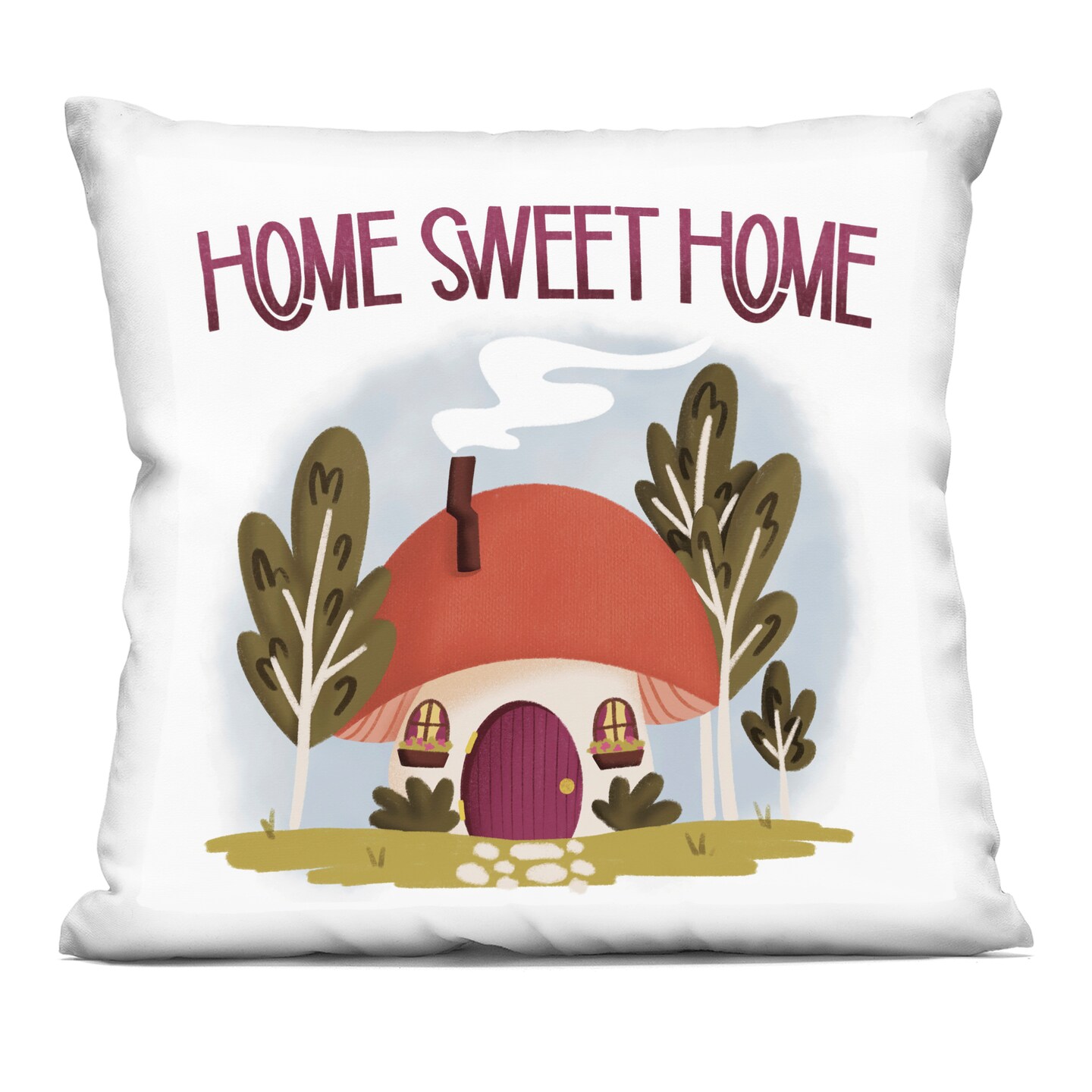 Stupell Industries Sweet Home Mushroom Cottage Decorative Printed Pillow design by Sarah Hickman, 18 x 7 x 18