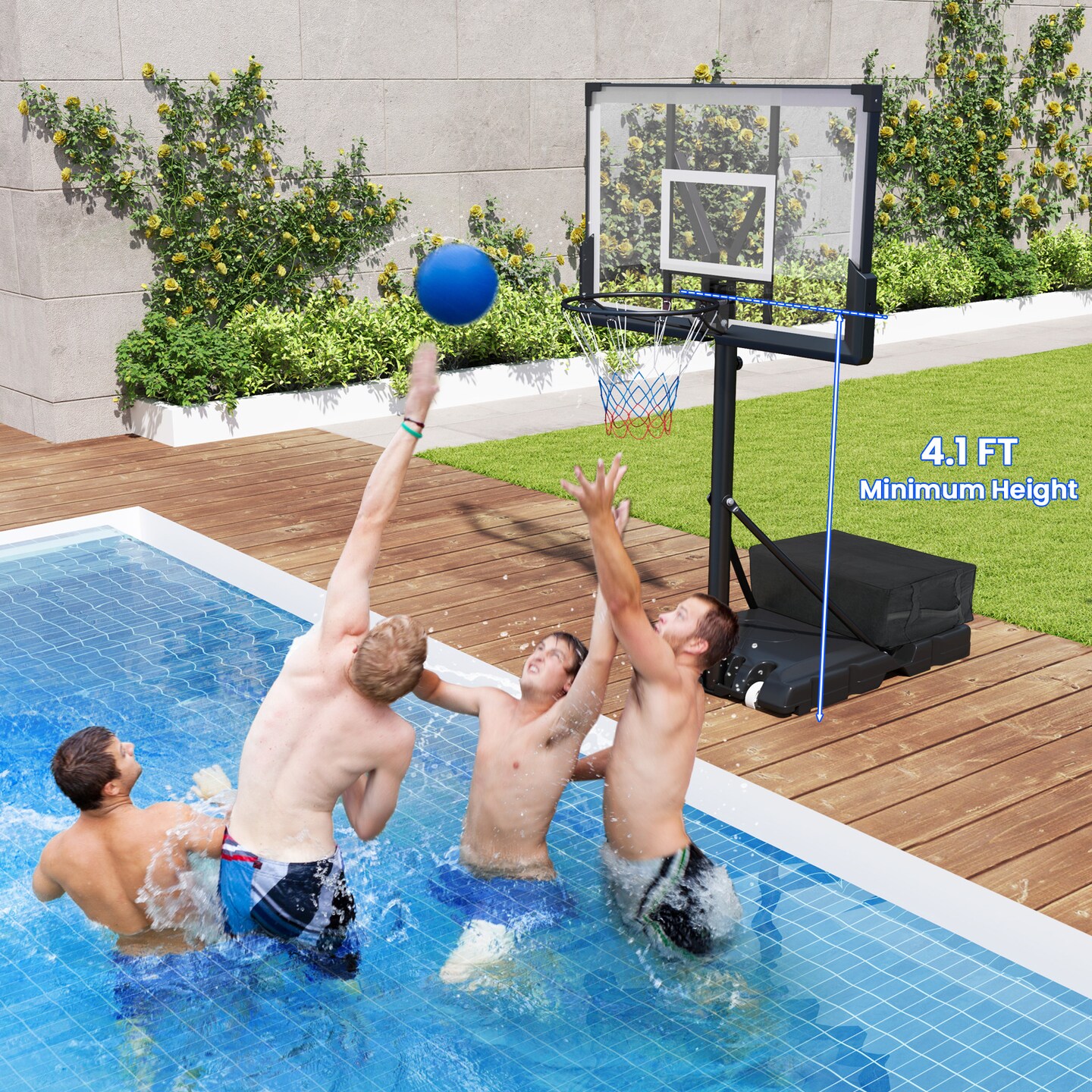 Adjustable Portable Basketball Hoop &#x2013; 4.1&#x2013;10Ft Height, 45&#x22; Shatterproof Backboard