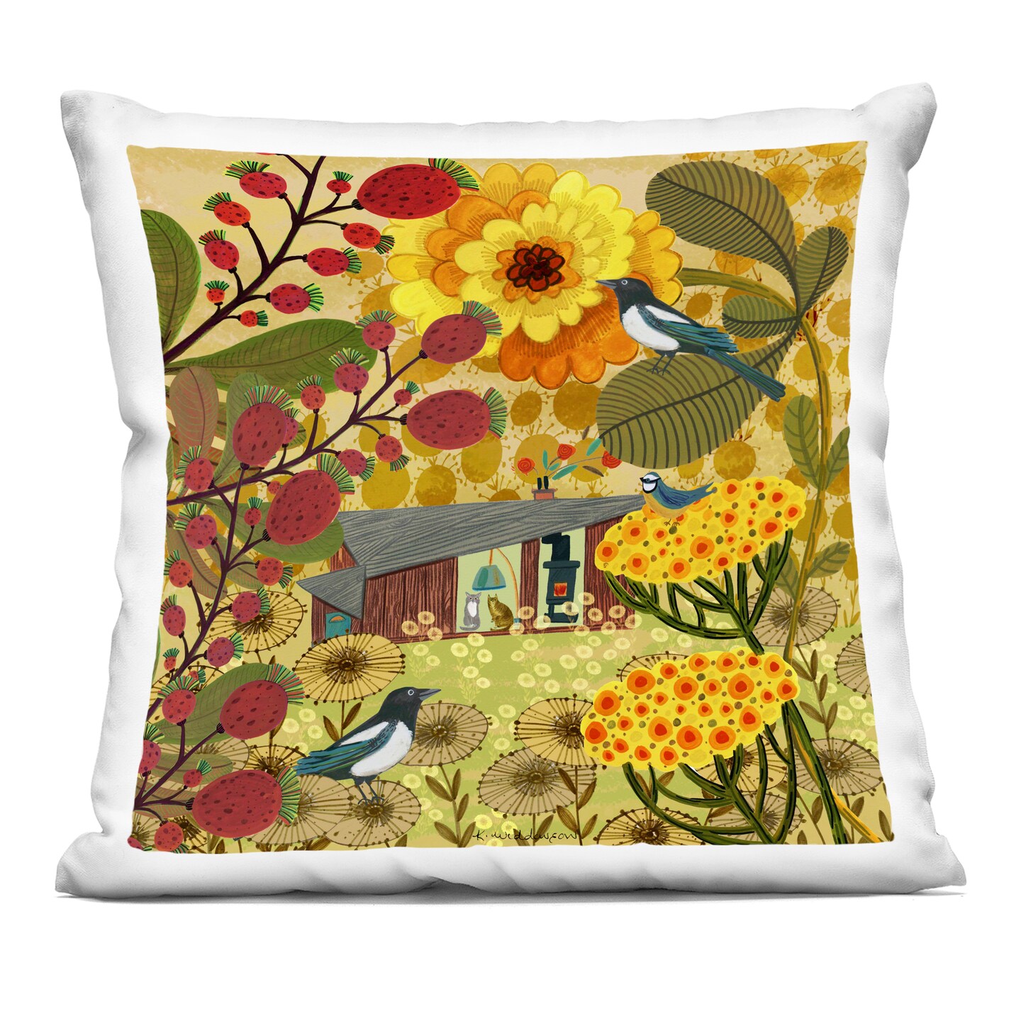 Stupell Industries Warm Autumnal Cottage Decorative Printed Pillow design by Kay Widdowson, 18 x 7 x 18