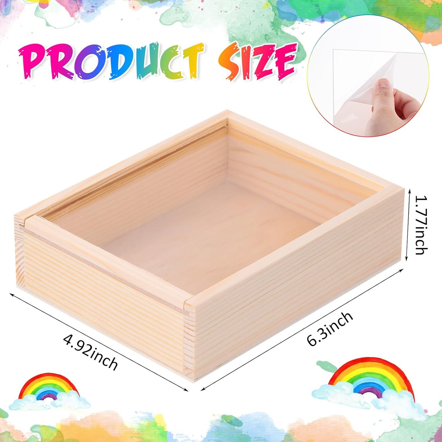 6.3 x 4.9 x 1.8 Inch Small Rectangle Crates Wooden Box