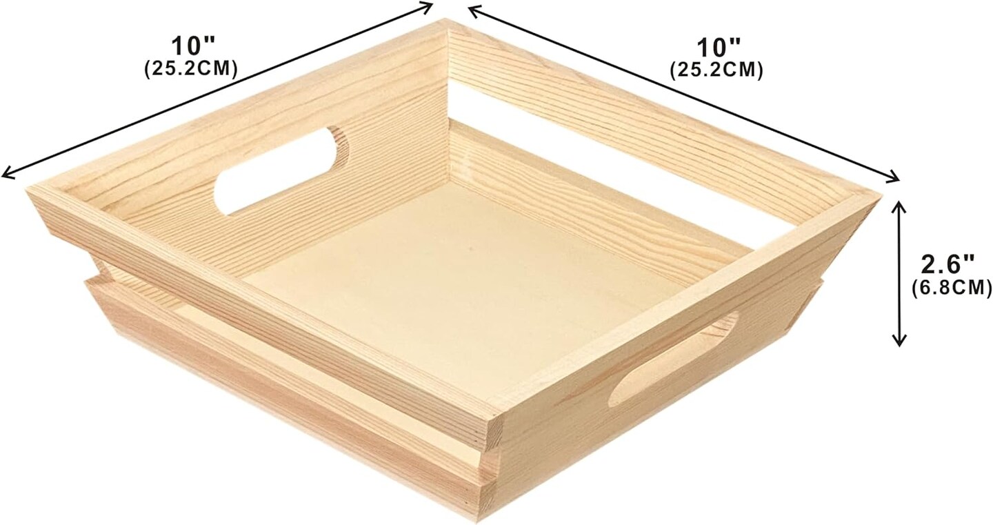 4 Pack 10 Inch Square Wooden Pallet Crates