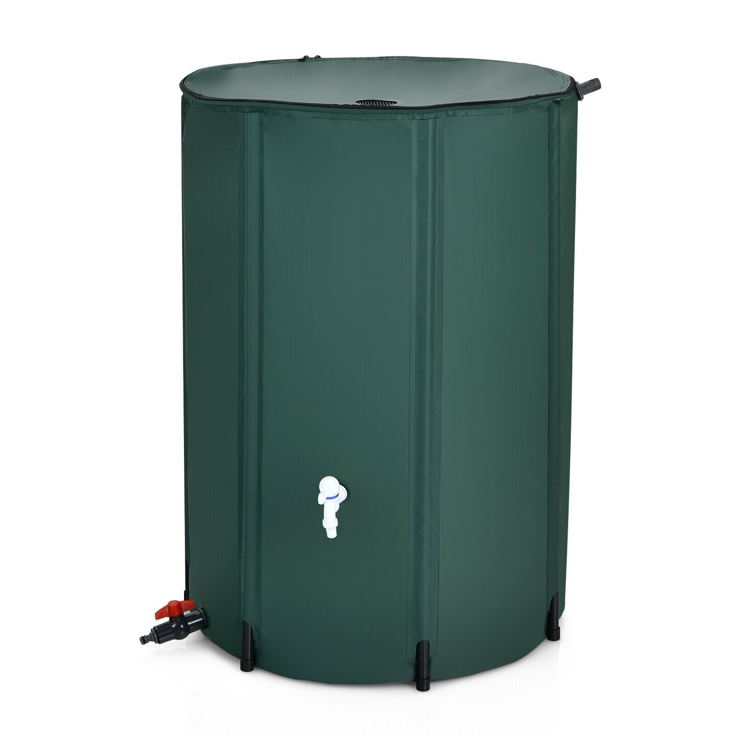 100 Gallon Green Foldable Portable Rain Barrel Water Collector Tank with Spigot Filter and Mesh Top