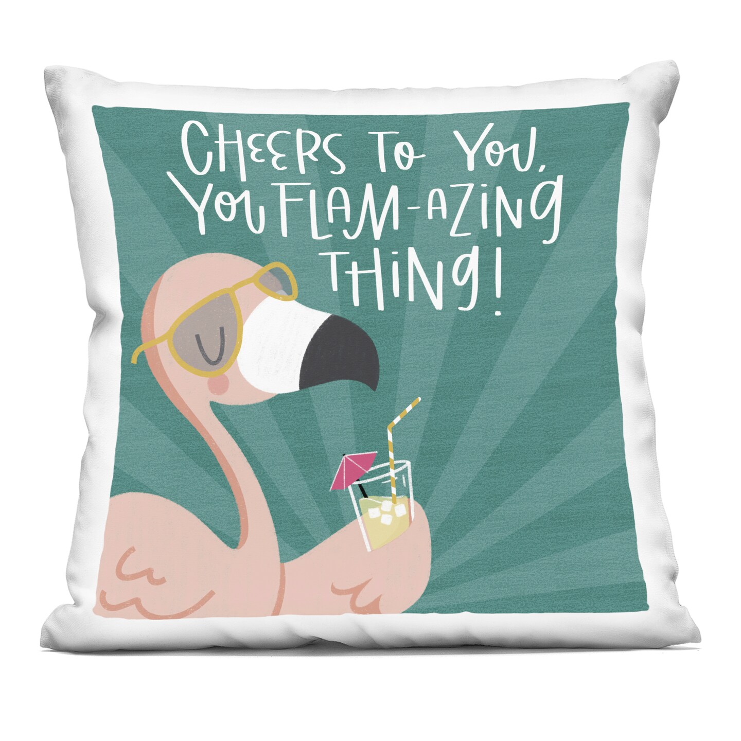 Stupell Industries Cheers To You Flamazing Decorative Printed Pillow design by Sarah Hickman, 18 x 7 x 18