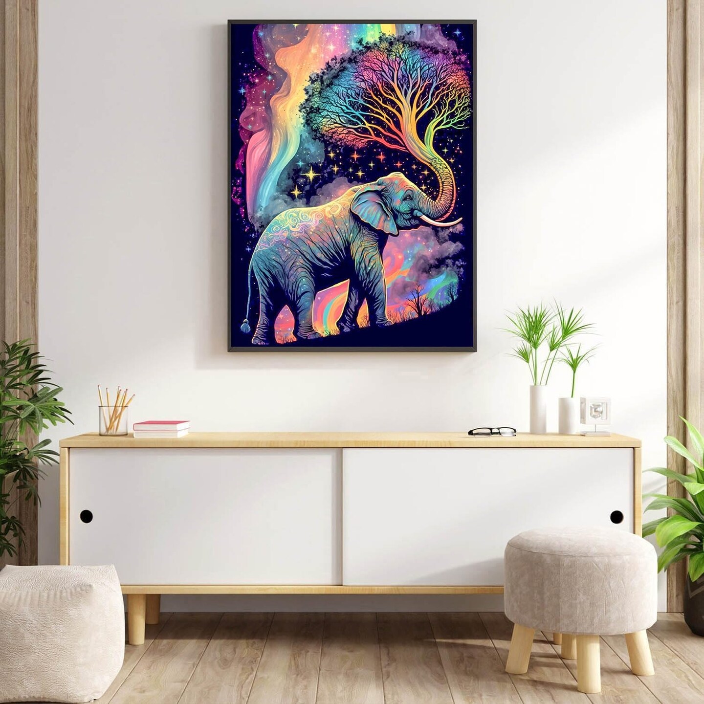 5D Diamond Painting Kits for Adults Elephant Diamond Art Kits for Adoults DIY Full Round Paint with Diamond Art Dots Abstract Gem Art Painting Crafts for Home Wall Decor 11.8x15.7inch