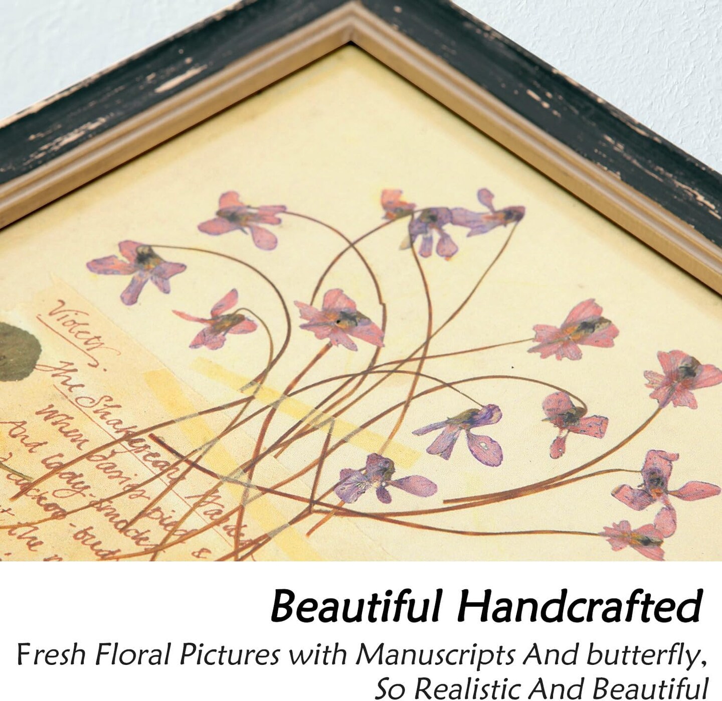 Summer Botanical Wall Decor Set of 2, Vintage Botanical Prints Wooden Framed Floral Plant Pictures, Poster Decor for Bathroom, Bedroom, Living Room, and Office, 10x10 Inch