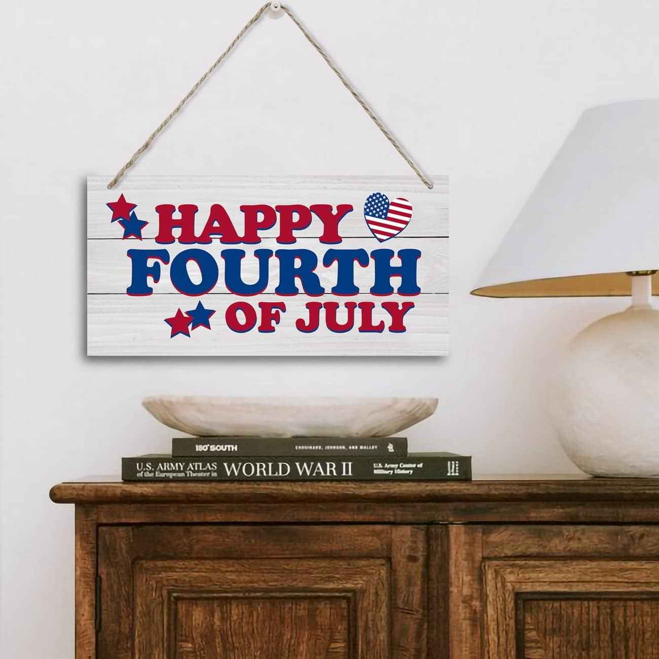 4th of July Wall Decor Sign, Printed Wood Plaque Sign, Happy Fourth of July Sign, Hanging Wood Sign Home Office Decor, American Flag Cut File, 4th of July Door Hanger