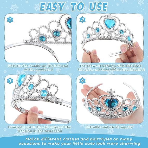 60 Pack Kids Tiara Crown Set Dress up Costume Party Accessories Princess Crown with Heart Stones Plastic Headband