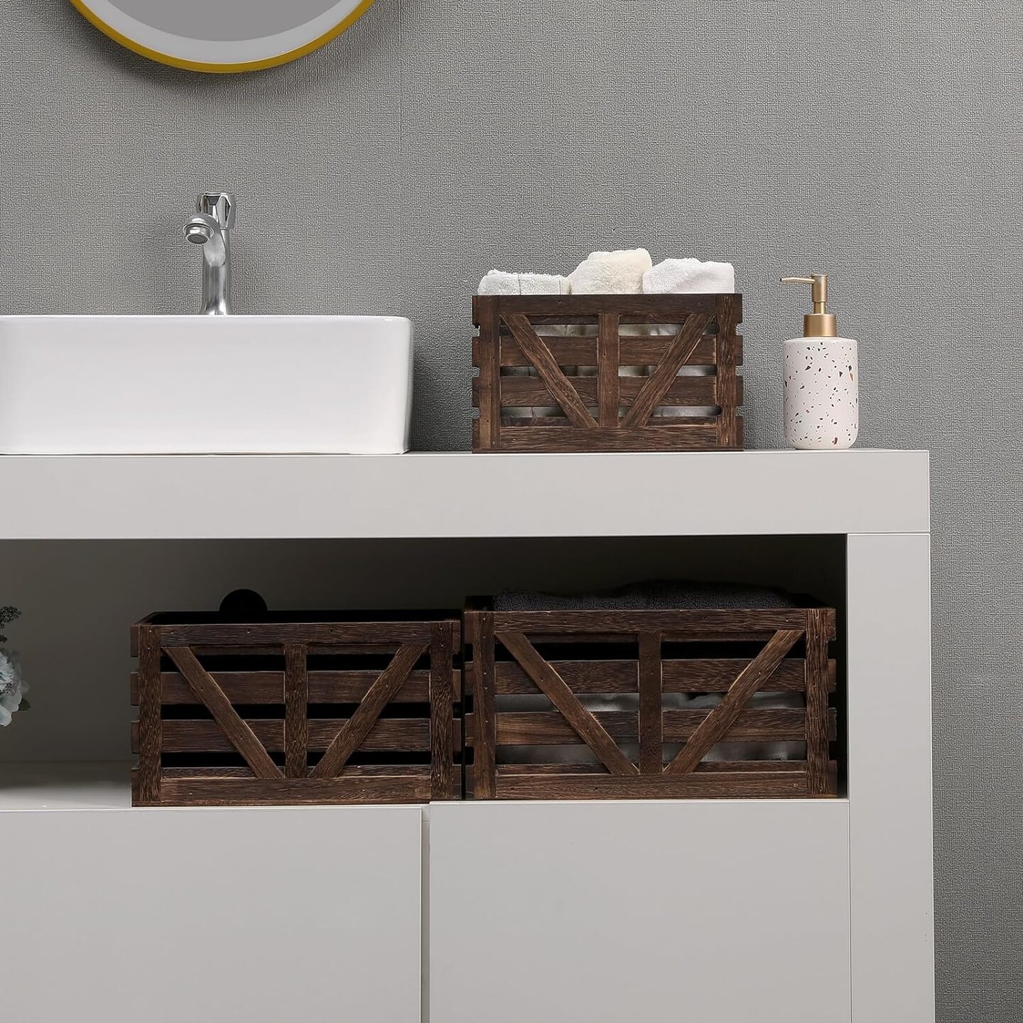 Set of 3 Storage Crate Decorative Wood Crates