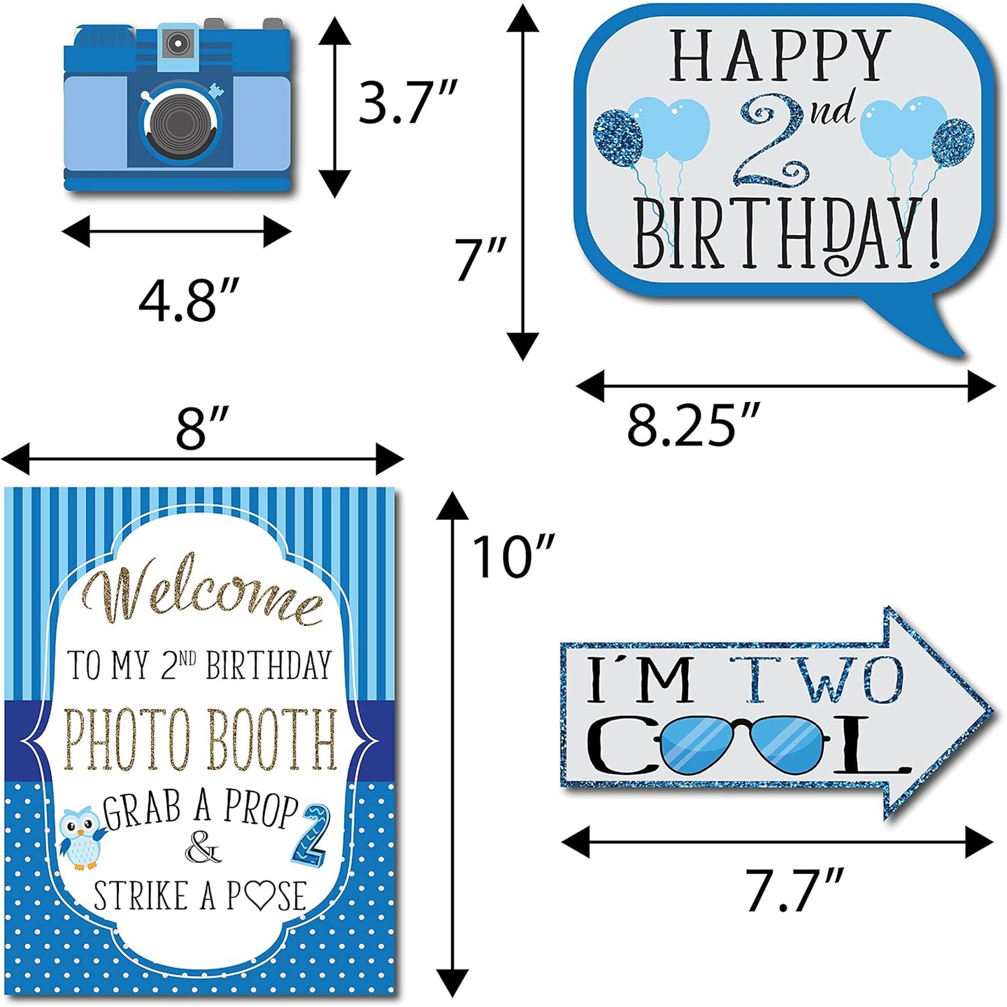 2nd Birthday Boy Photo Booth Props - 41-pc Photobooth Kit