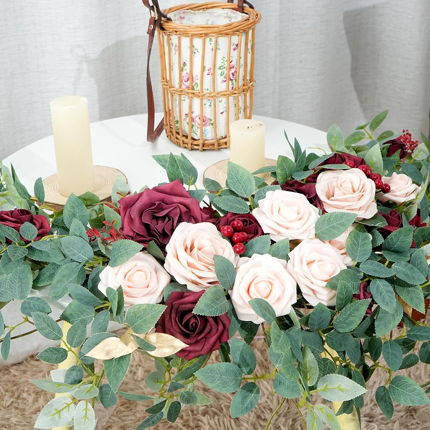 2pcs Artificial Flower Garland Floral Swags