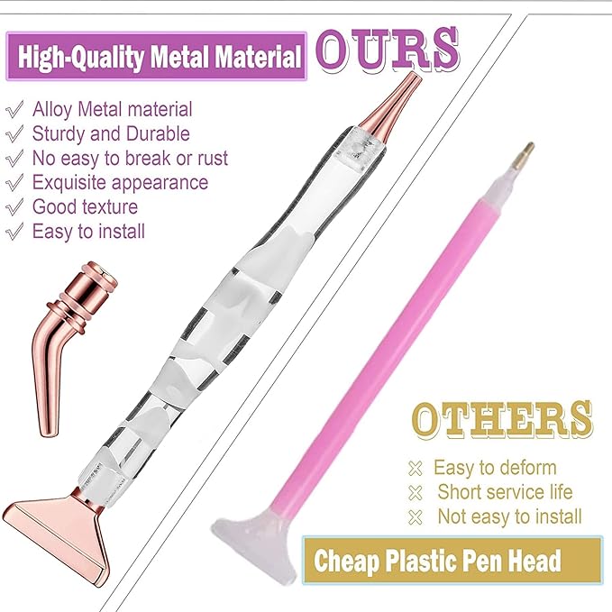 Diamond Painting Pens – Classic Wax Stylus Diamond Art Tool Set with Metal Tips – Reusable Gem Painting Accessories for 5D Craft, Nail Art & DIY Projects