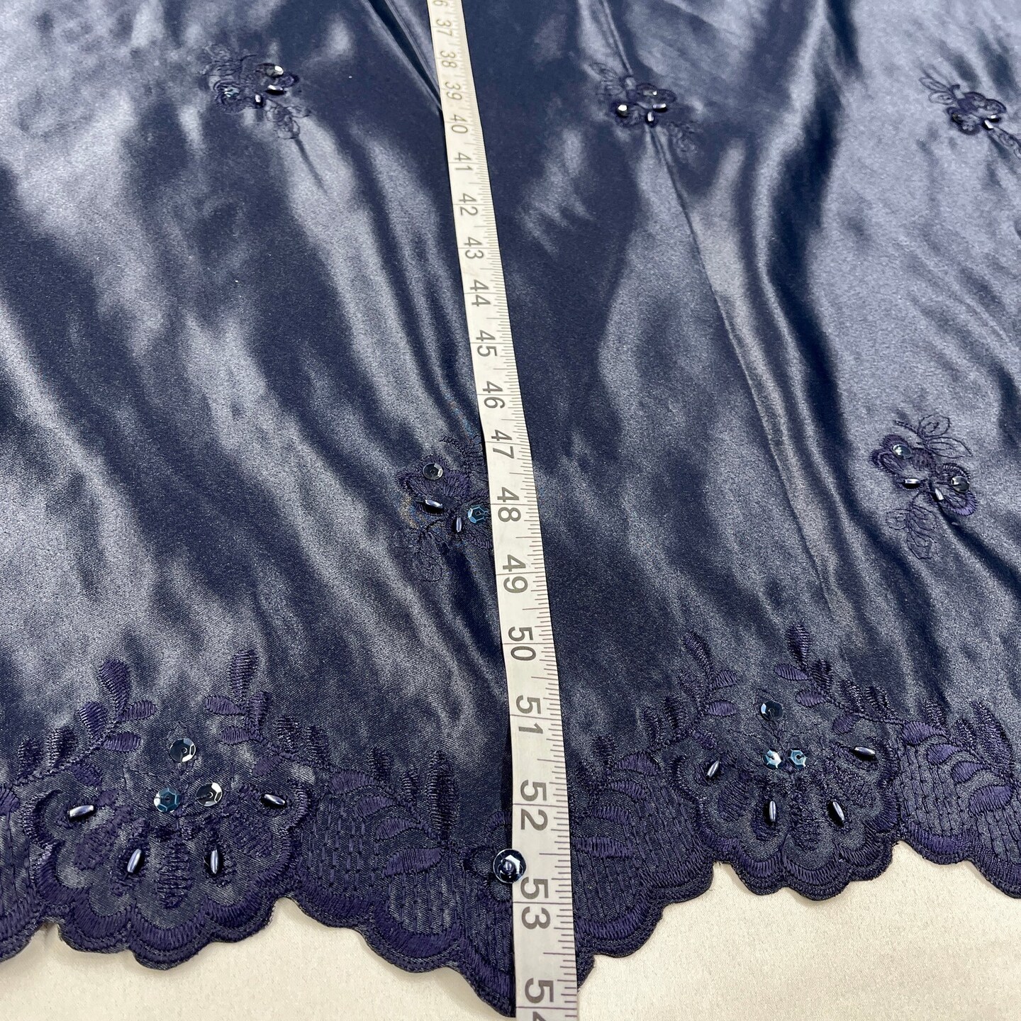 1 Yard Beaded Bridal Lace Fabric Embroidered on 100% Polyester Satin 54" Wide