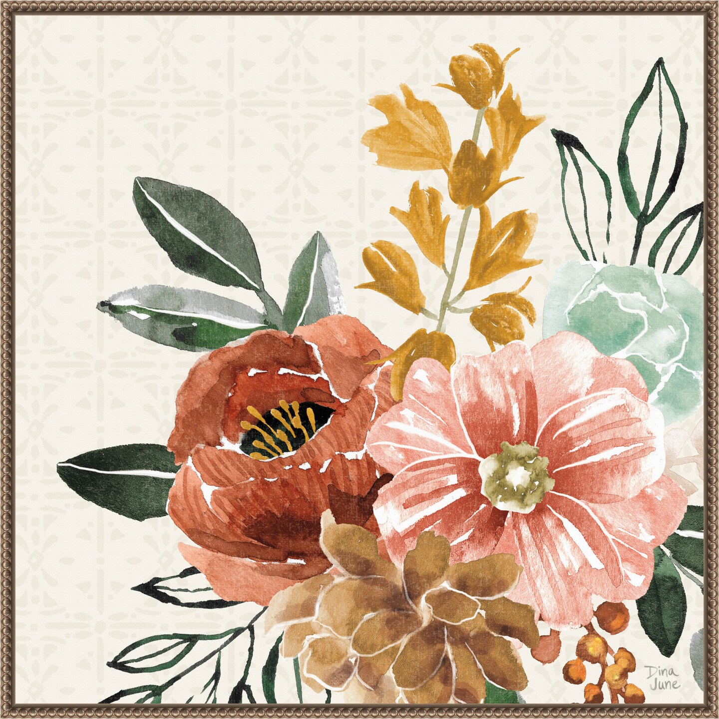 Chic Flowers by Dina June Framed Canvas Wall Art