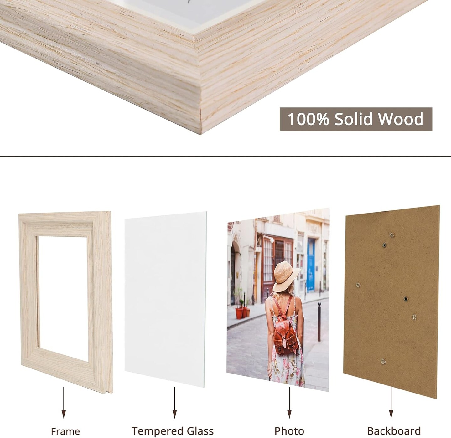 5x7 Wood Picture Frames,Display Photos 4x6 with Mat or 5x7 Without Mat