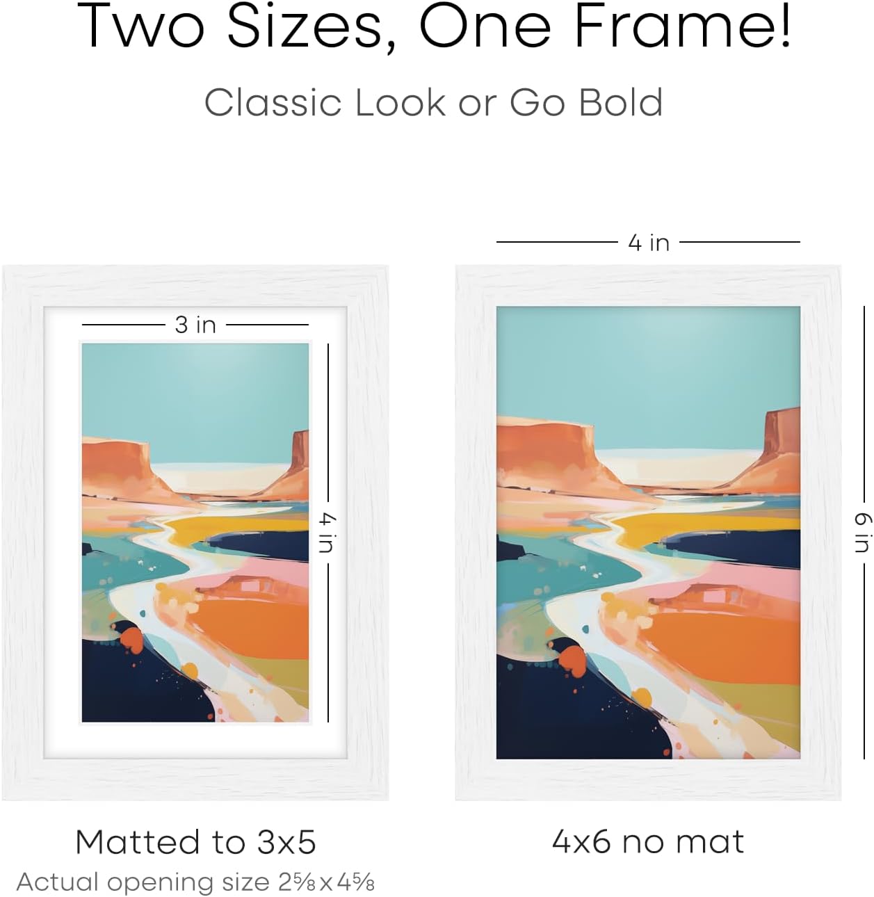 White Picture Frames 4x6, High-End Oak Wood 4 x 6 Frame for Wall or Tabletop
