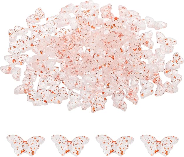 Butterfly Beads, 100Pcs Crystal Butterfly Beads Translucent Czech Glass Beads