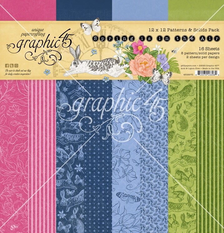 Graphic 45 Collection Pack 12"X12"-Patterns & Solids, Spring Is In The Air