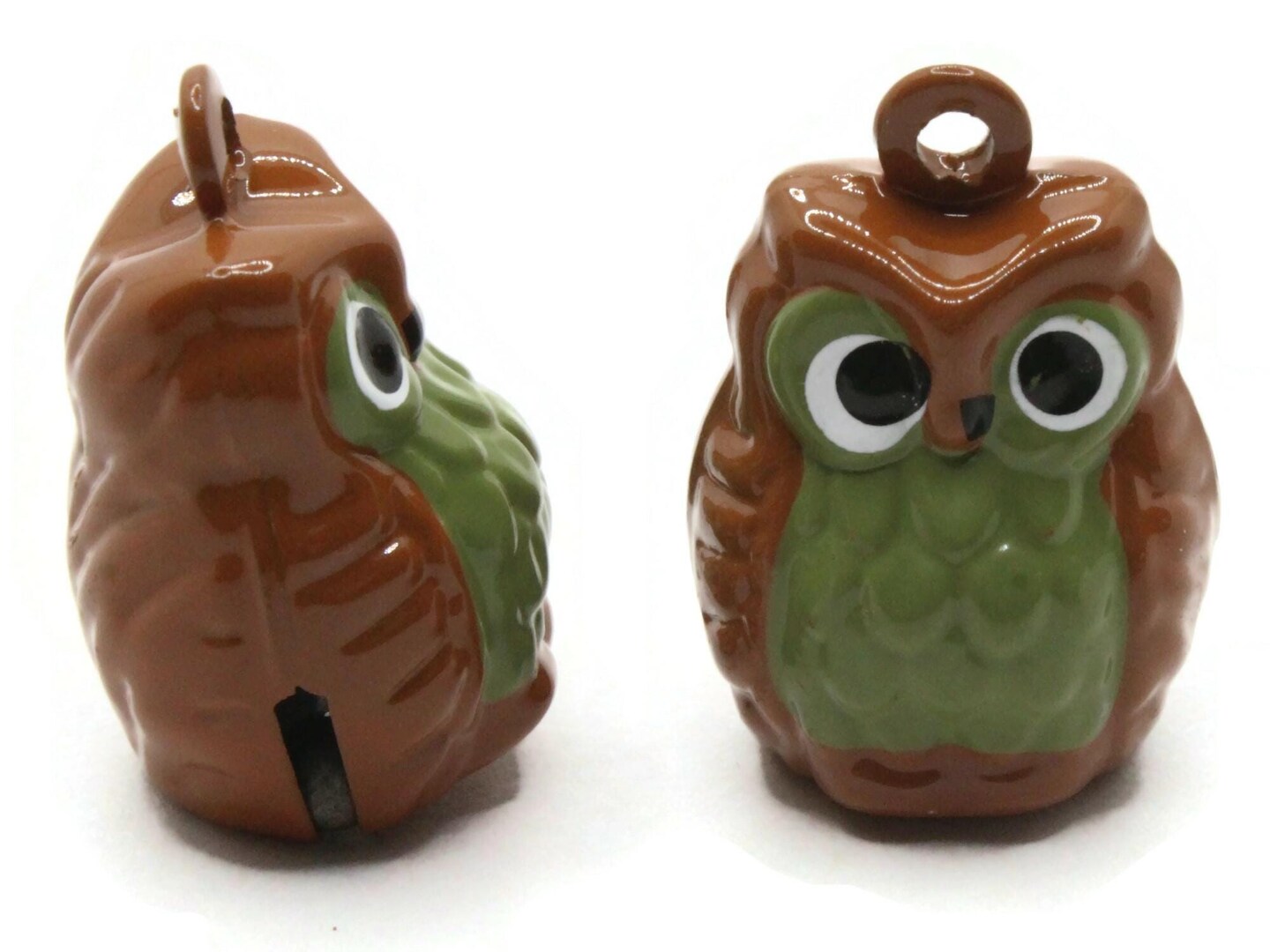 2 26mm Brown Owl Brass Bell Charms
