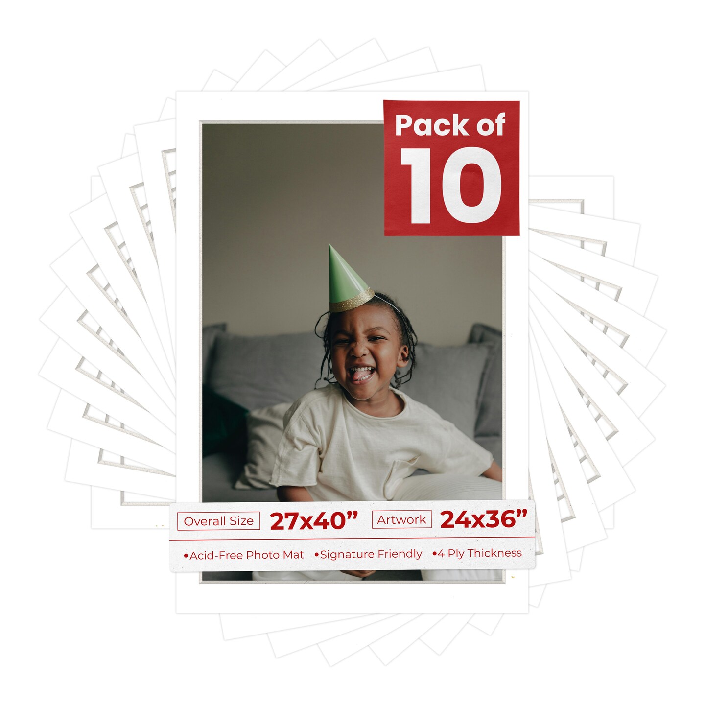 Textured White Mat Board for 27x40 Frames - Fits 24x36 Photos