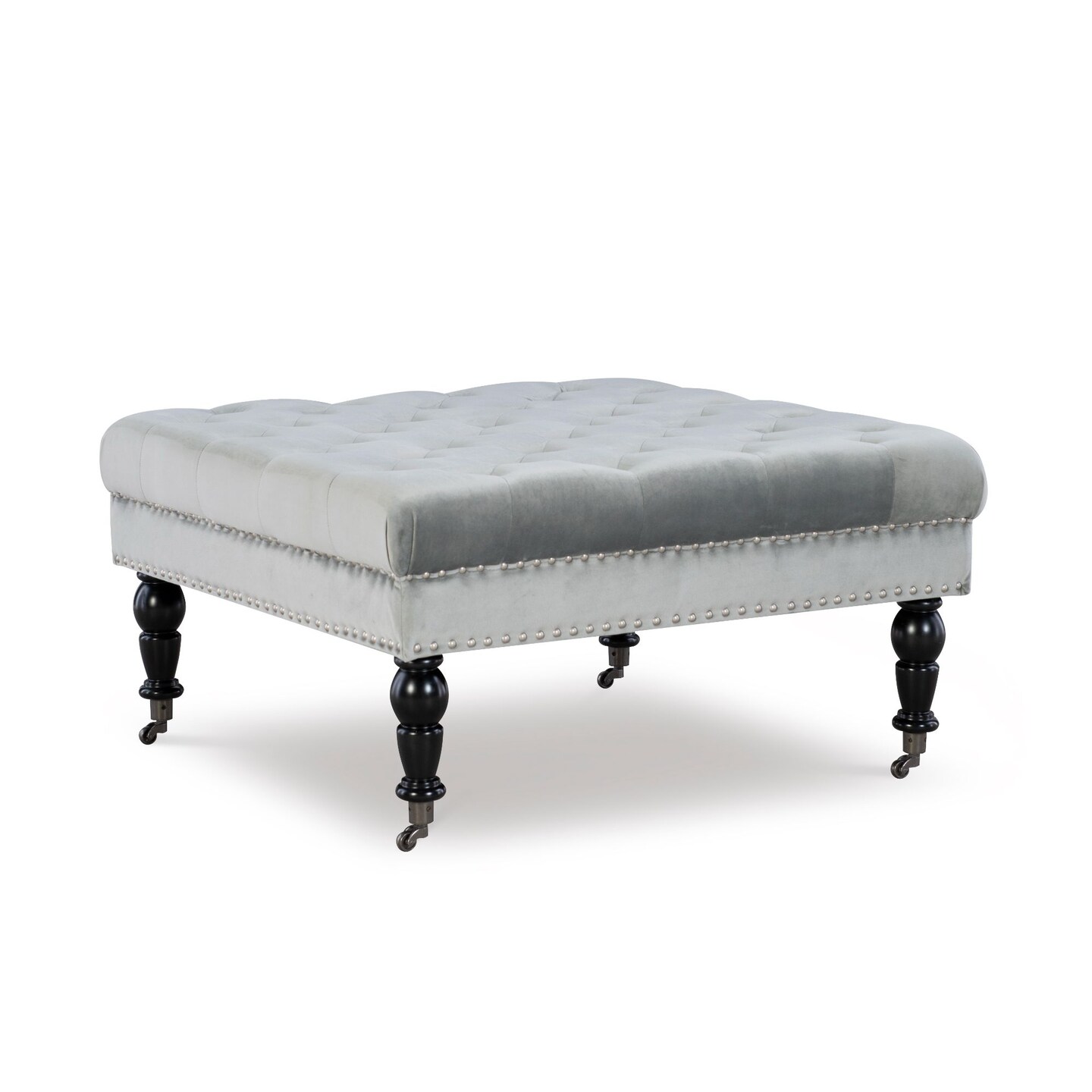 Contemporary Home Living Upholstered Tufted Top Square Ottoman - 34.5" - Gray