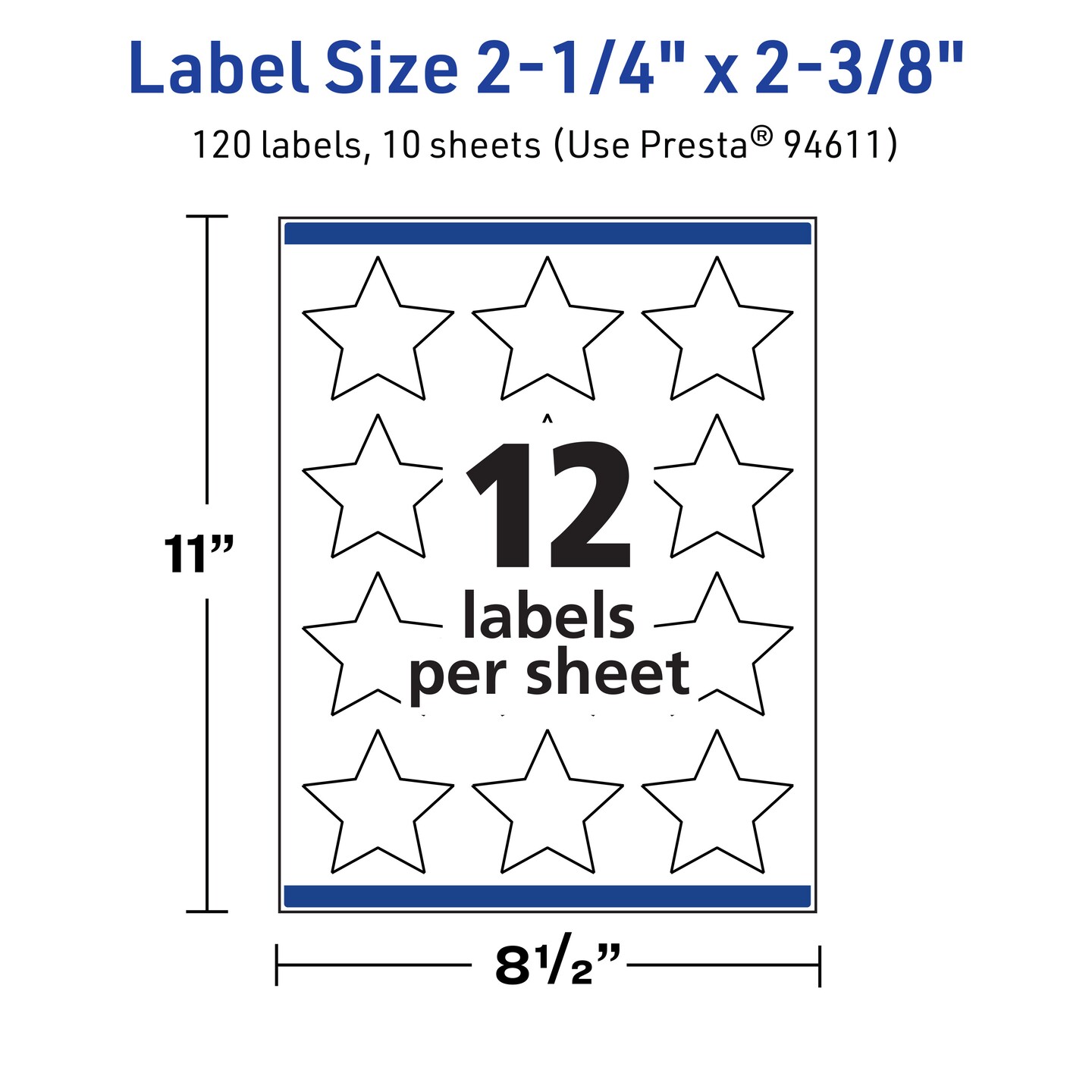 Avery TrueBlock Matte White Paper Labels, 2-1/4" x 2-3/8" Star