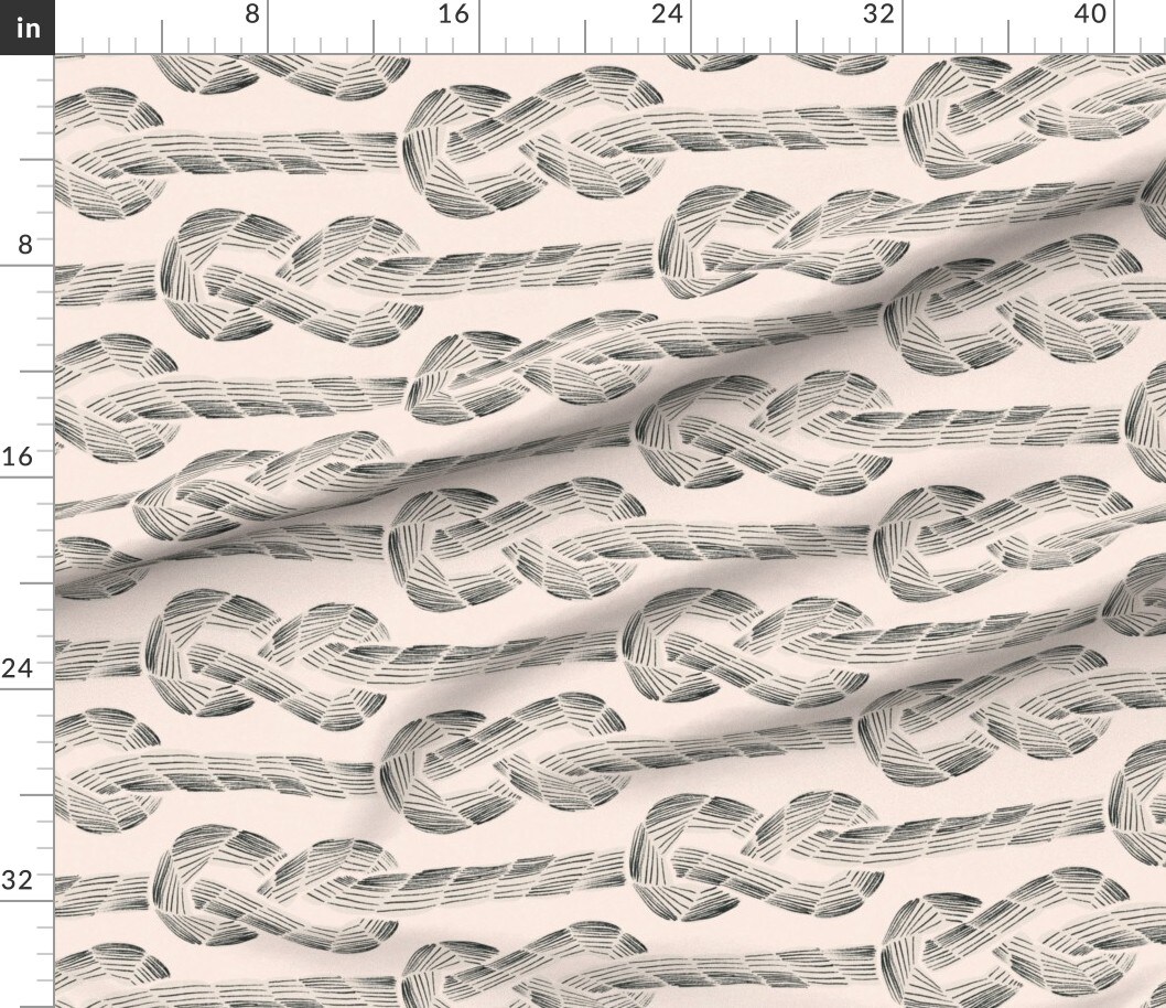 Coastal Knots Boating Summer Nautical Rope Sailing Ocean Lake Beach House Vacation Home Beige Neutral Traditional Casual Figure Eight Knot Custom Printed Fabric by Spoonflower Various Fabrics by the Yard or Fat Quarter