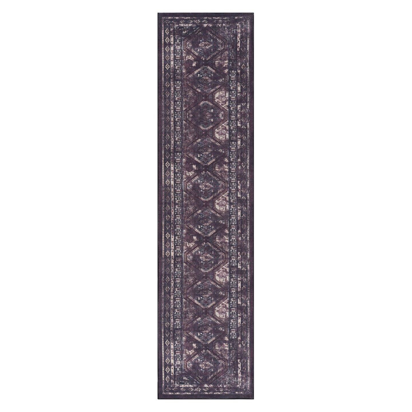 Edge Collections - 2'6'' x 10' - Burgundy - LOOM & LUXE Washable Runner Rug Non-Slip Low-Pile Kid & Pet Friendly - 1 Piece