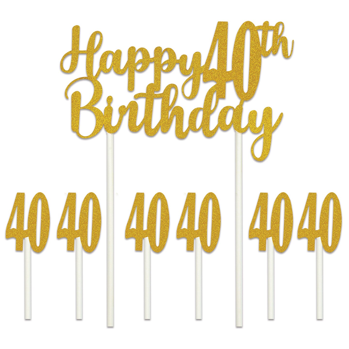 Beistle 6in. x 8&#xBC;in. Happy 40th Birthday Cake Topper - 12 Pack