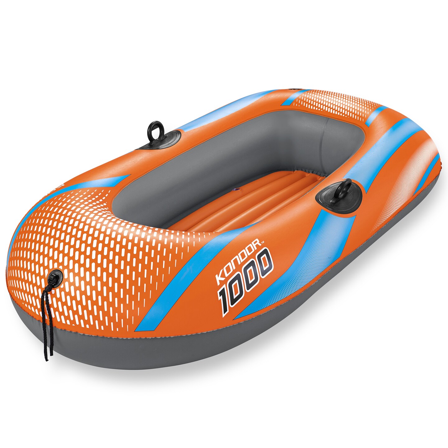 H2OGO! Kondor 1000 Raft - 4&#x27;11&#x22; x 33&#x22; -  Kids &#x26; Teens, Orange &#x26; Blue, 120 lb Weight Capacity, Bestway, Youth Water Boat, Water Sports, Water Float, Front Tie Rope, Suitable For Ages 6+