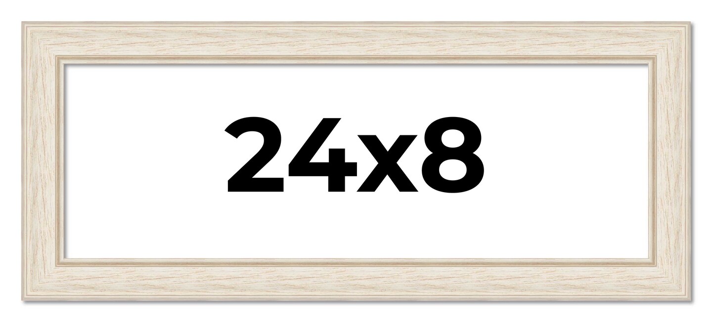 Panoramic Weathered White Picture Frame - UV Acrylic, Foam Board Backing, Hanging Hardware