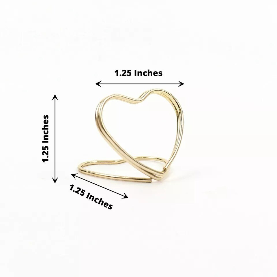 Gold 10 Sign Holders 1&#x22; Heart Metal Place Card Table Number Stands Party Events
