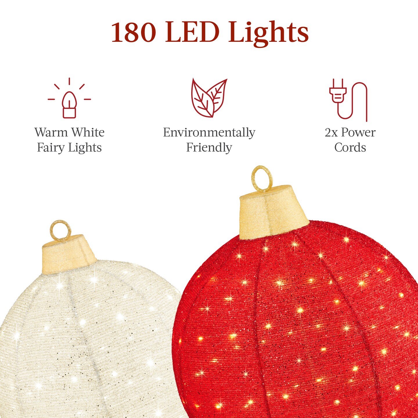 Best Choice Products 2pc Large Outdoor Christmas Ornament Set, Lighted Pop-Up Ball Holiday D&#xE9;cor