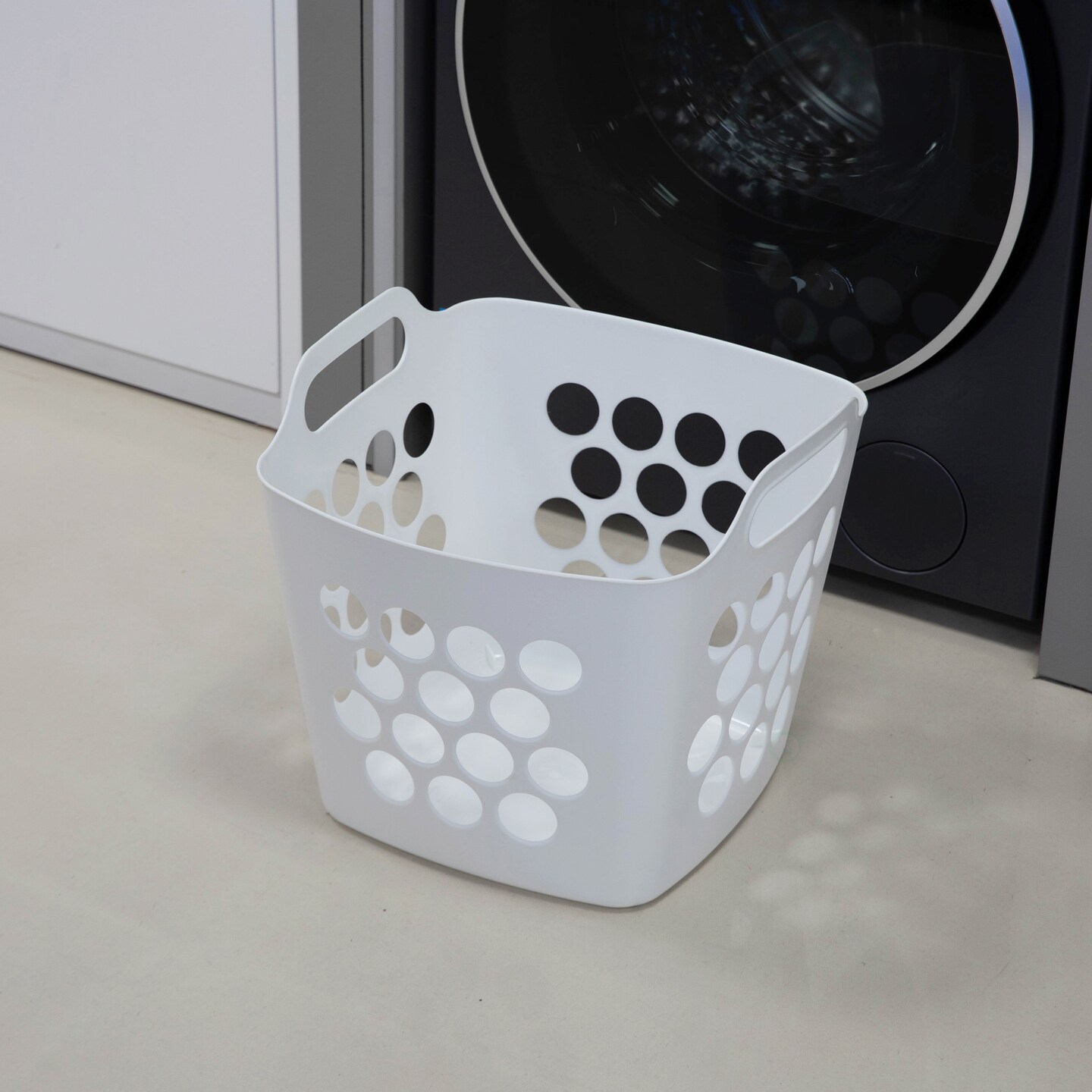 Flexible Plastic Laundry Basket - Square Storage Hamper with Side Handles for Easy Carrying - Versatile Organizer for Laundry, and Household Storage