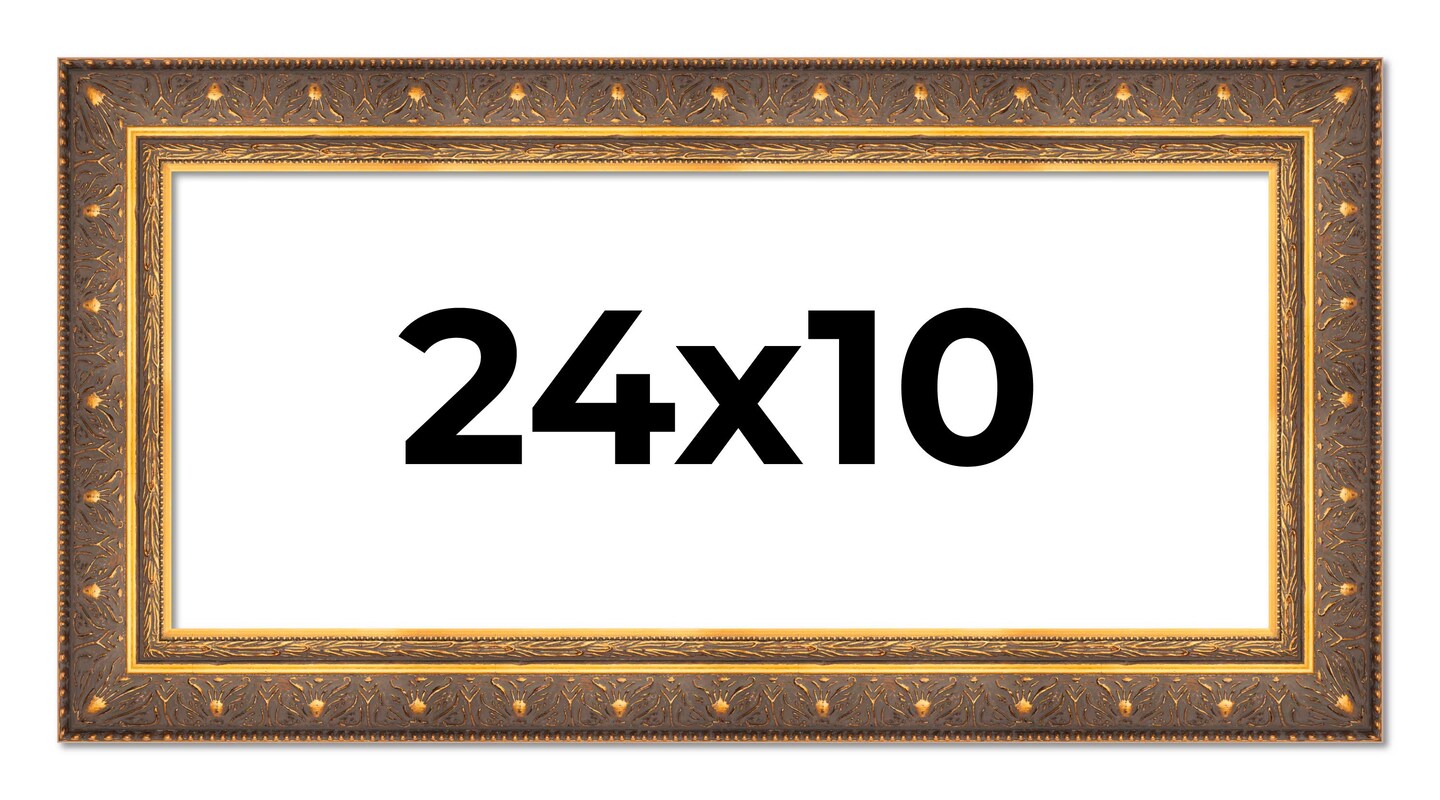 Panoramic Museum Gold Picture Frame - UV Acrylic, Foam Board Backing, Hanging Hardware