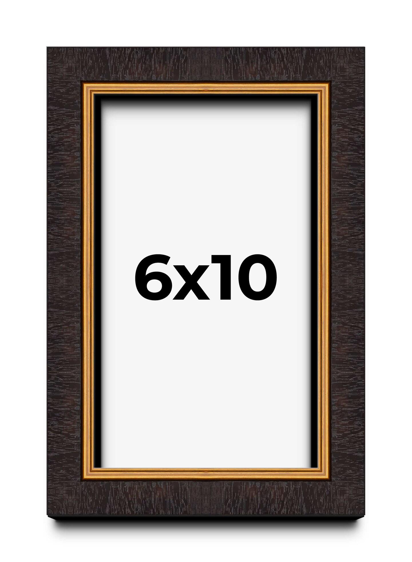 6x10 Modern Shadow Box 1" Depth Picture Frame with UV-Resistant Acrylic & Acid Free Backing, Available in 4 Finishes - Black, Brown, Gold, White
