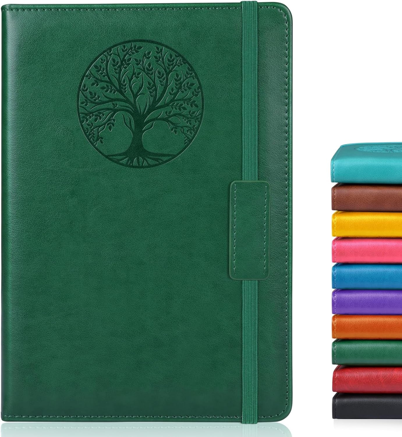 Lined Journal Notebook for Women Men,256 Pages A5 Hardcover Leather Journals for Writing,Travel,Business,Work &#x26; School,College Ruled Notebooks for Note Taking,Diary Notepad 5.7&#x22;&#xD7;8.3&#x22;(Green)