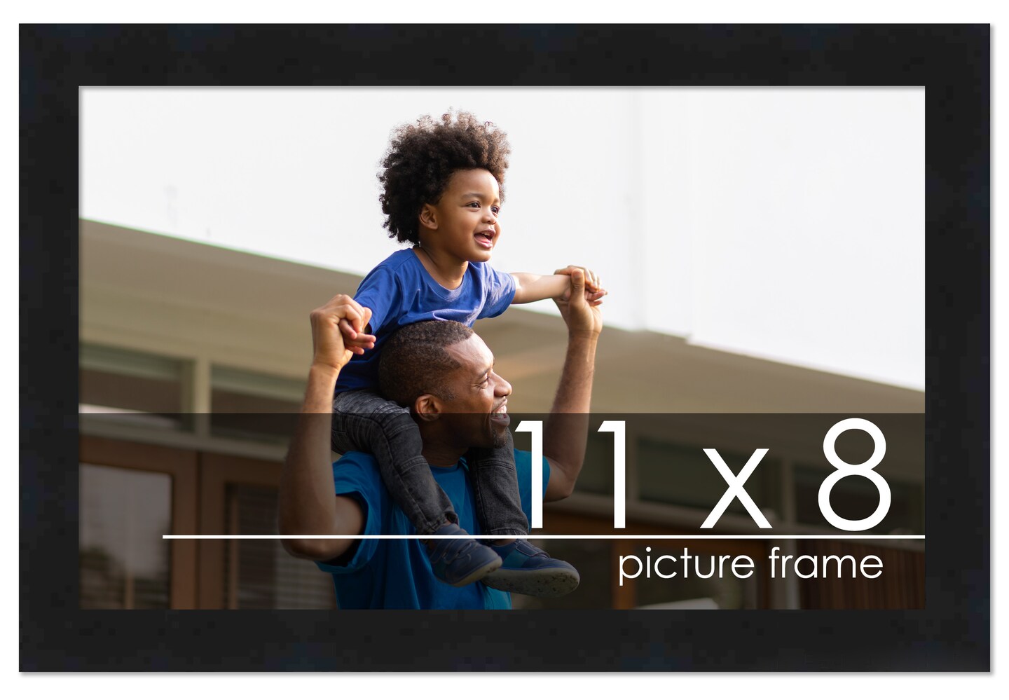 11x8 Modernist Black Picture Frame - UV Acrylic, Foam Board Backing, Hanging Hardware