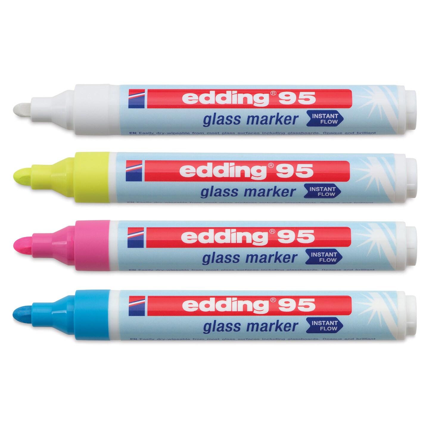Edding 95 Glass Markers - Light Colors, Set of 4