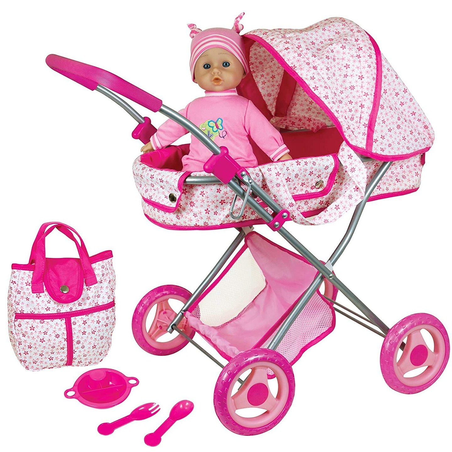 Lissi: Lissi Deluxe Doll Pram with 13&#x22; Baby Doll, Also Includes, Doll Pram, Diaper Bag &#x26; Accessories, Nuturing and Role Play, For Ages 4 and up