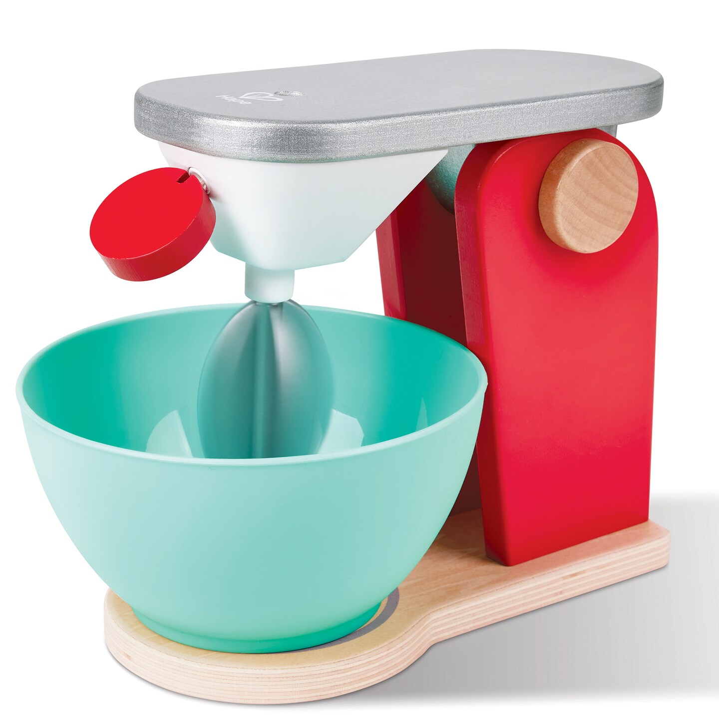 Hape: Wooden Mix &#x26; Bake Set - Red - Wooden Kitchen Toy Appliance, Pull String Spinning Blades, Realistic Baking, Interactive Pretend Play, Kids Age 3+