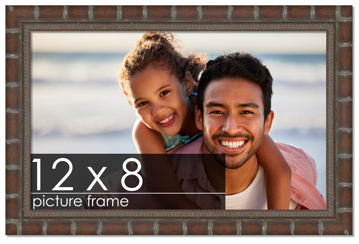 12x8 Brown Modern Bamboo Picture Frame - UV Acrylic, Foam Board Backing ...