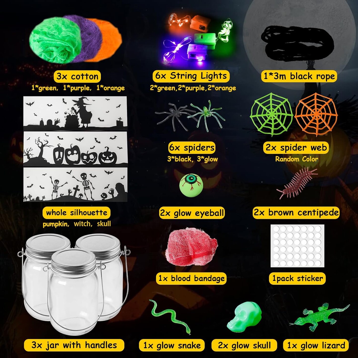 Halloween Mason Jar with Accessories
